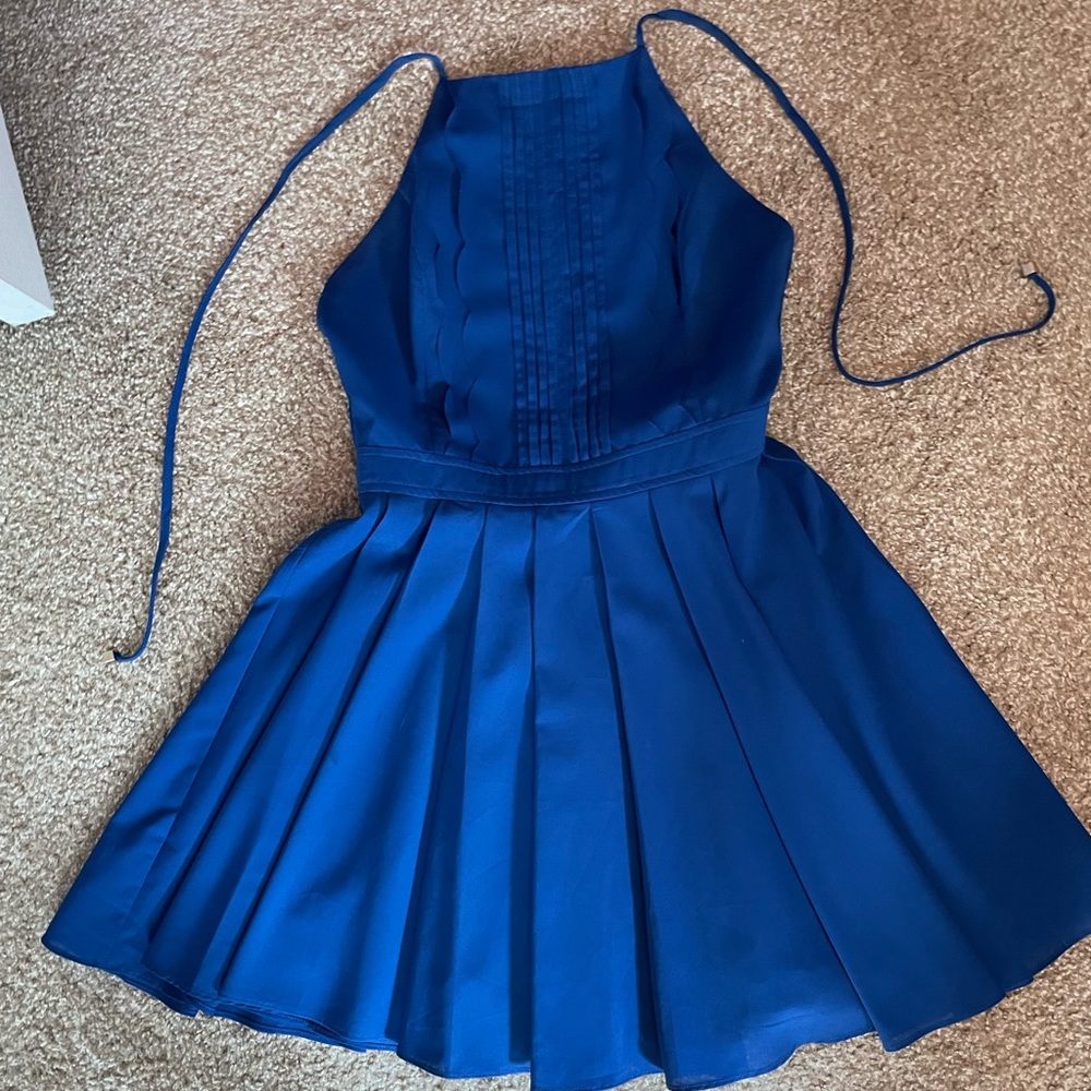 Blue backless halter dress